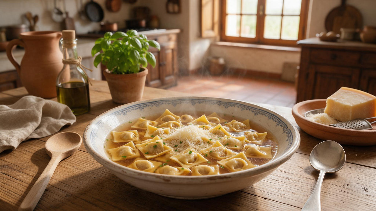 Cappelletti Romagnoli com Caldo de Carne
