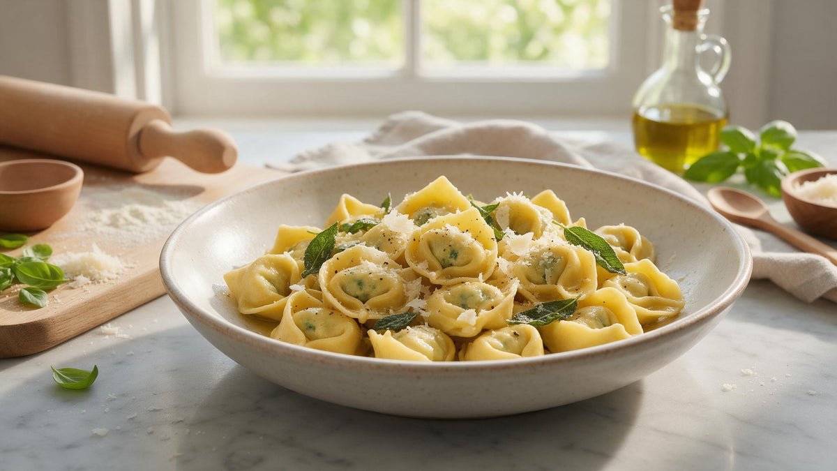 Tortellini de Ricota e Espinafre com Molho de Manteiga e Sálvia